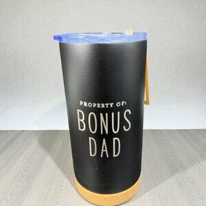 DEMDACO Property Of Bonus Dad Black 17oz Metal Travel Coffee Tumbler Mug Cup